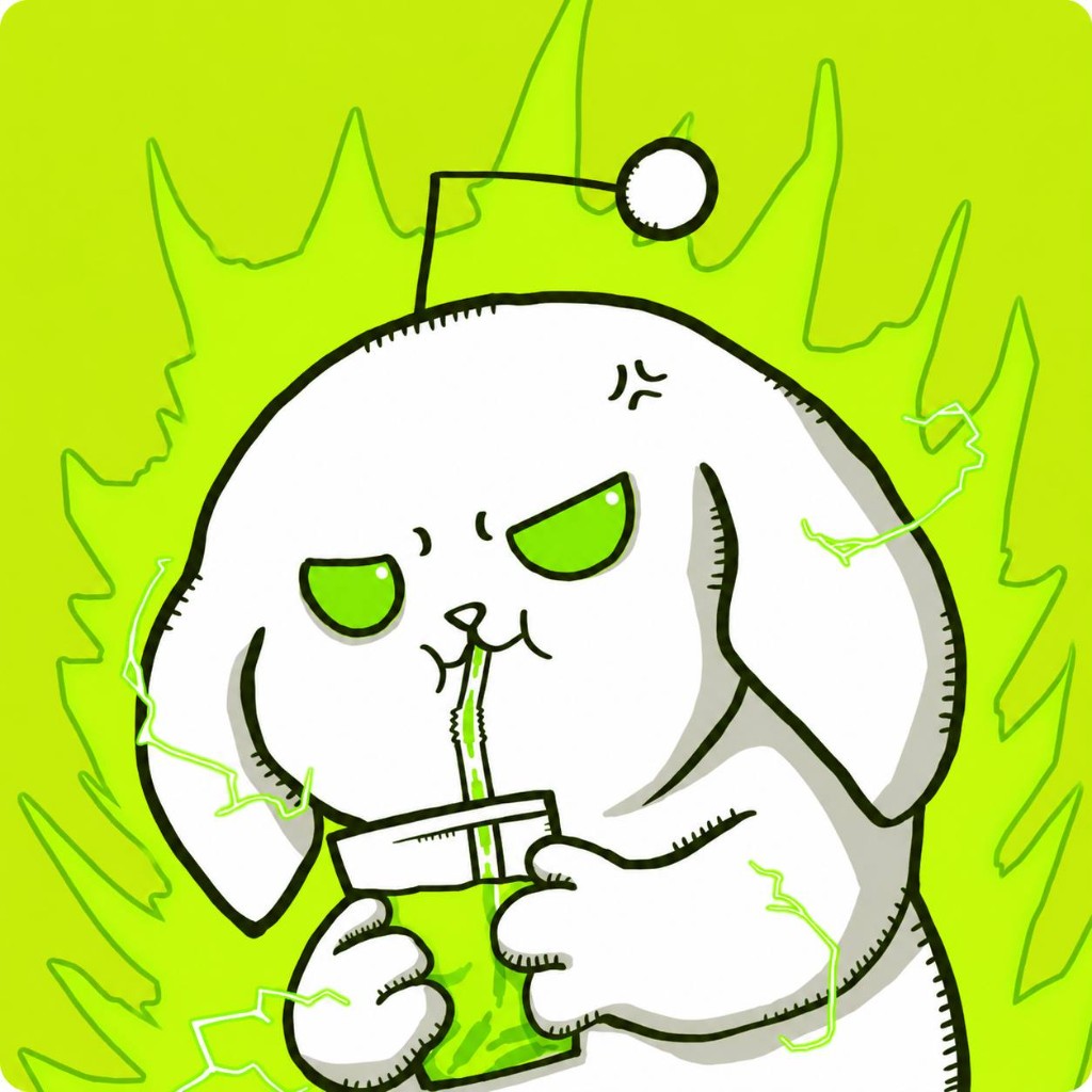Snoofi charged up, drinking, green aura